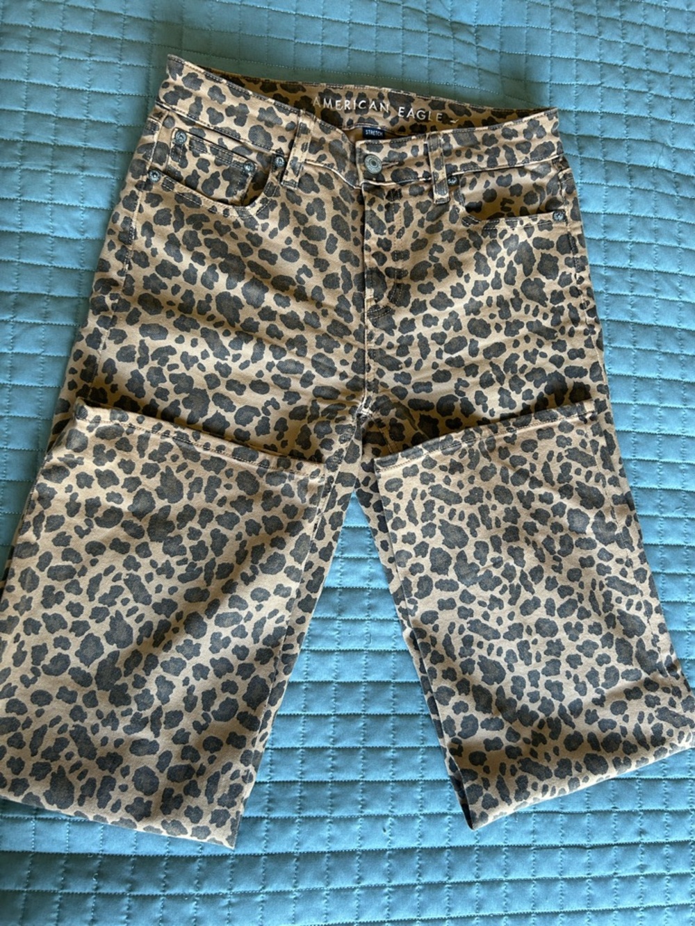 American Eagle Leopard Print Stretch Jeans in Tan and Black